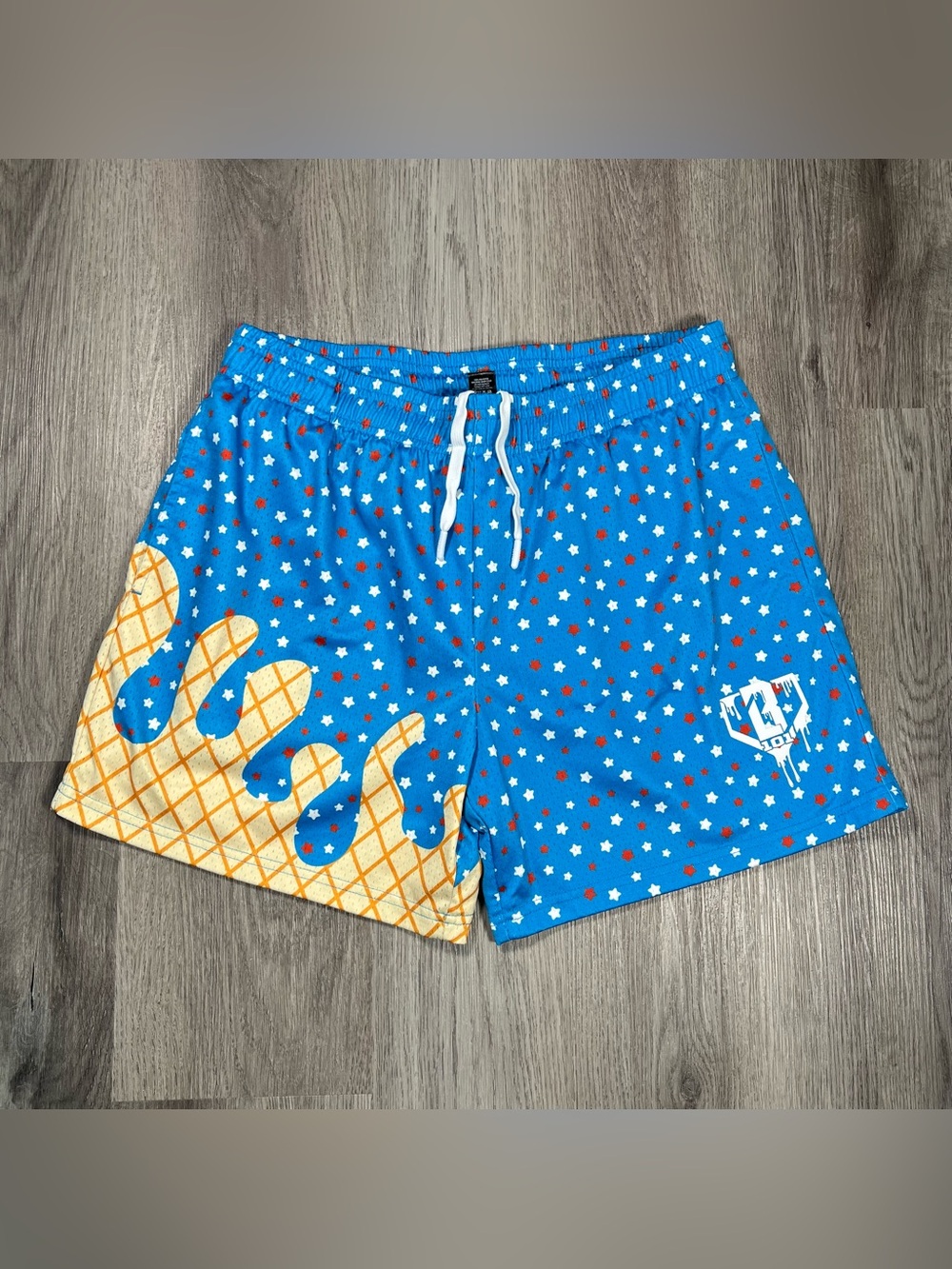 Men's Size Medium Baseball lifestyle 101 Patriotic Ice Cream Drip Shorts Blue 5”